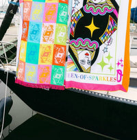 Queen Of Sparkles - Card Logo Fringe Beach Towel