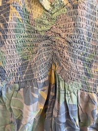 Vintage Havana Girls Tropical Print Sundress in light blue - kids' dress - detail view