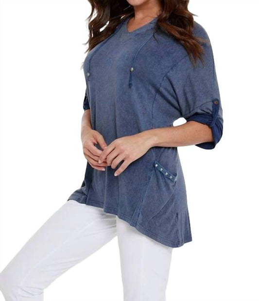 Hooded Drawstring Tunic Top