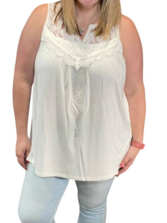 White Birch - Lace Trim Sleeveless Tee