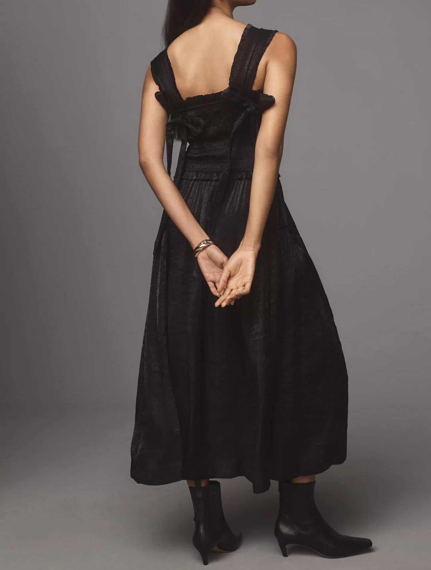 Damson Madder - Violet Satin Midi Dress