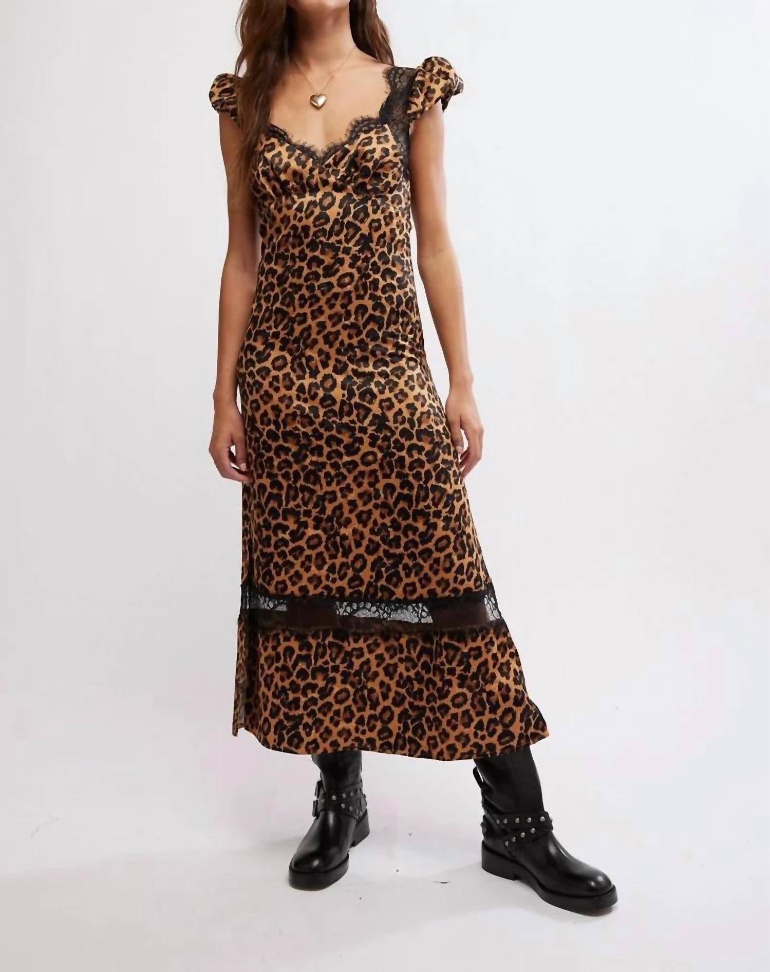 Free People - Leopard Foolish Heart Printed Midi Dress