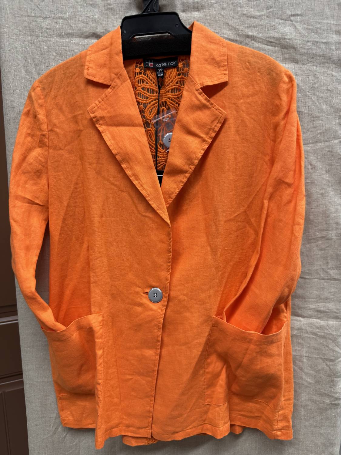 Carre Noir Women's Linen Blazer in orange - women's jacket