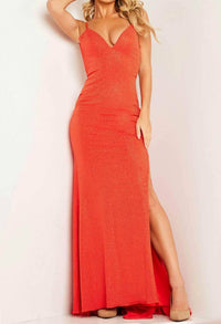 Jovani - Glitter V-neck Prom Dress