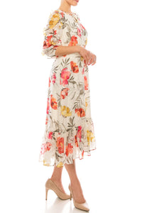 Maison Tara - Floral Chiffon A-line Dress