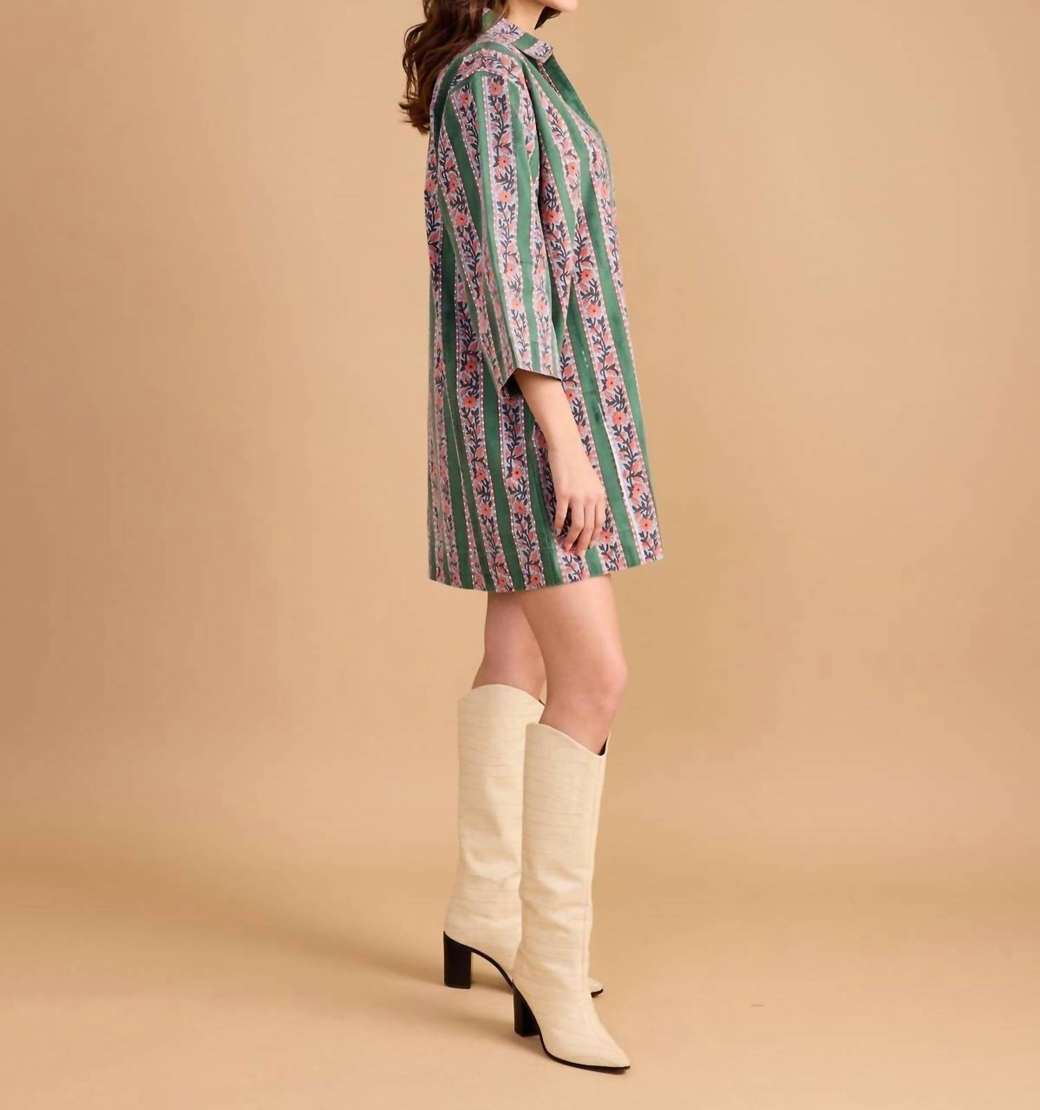 Double A Colette Mini Dress in floral manor - women's dress - detail view