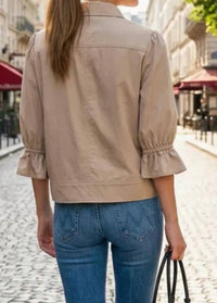 Vava - Quarter Sleeve Zip Up Jacket