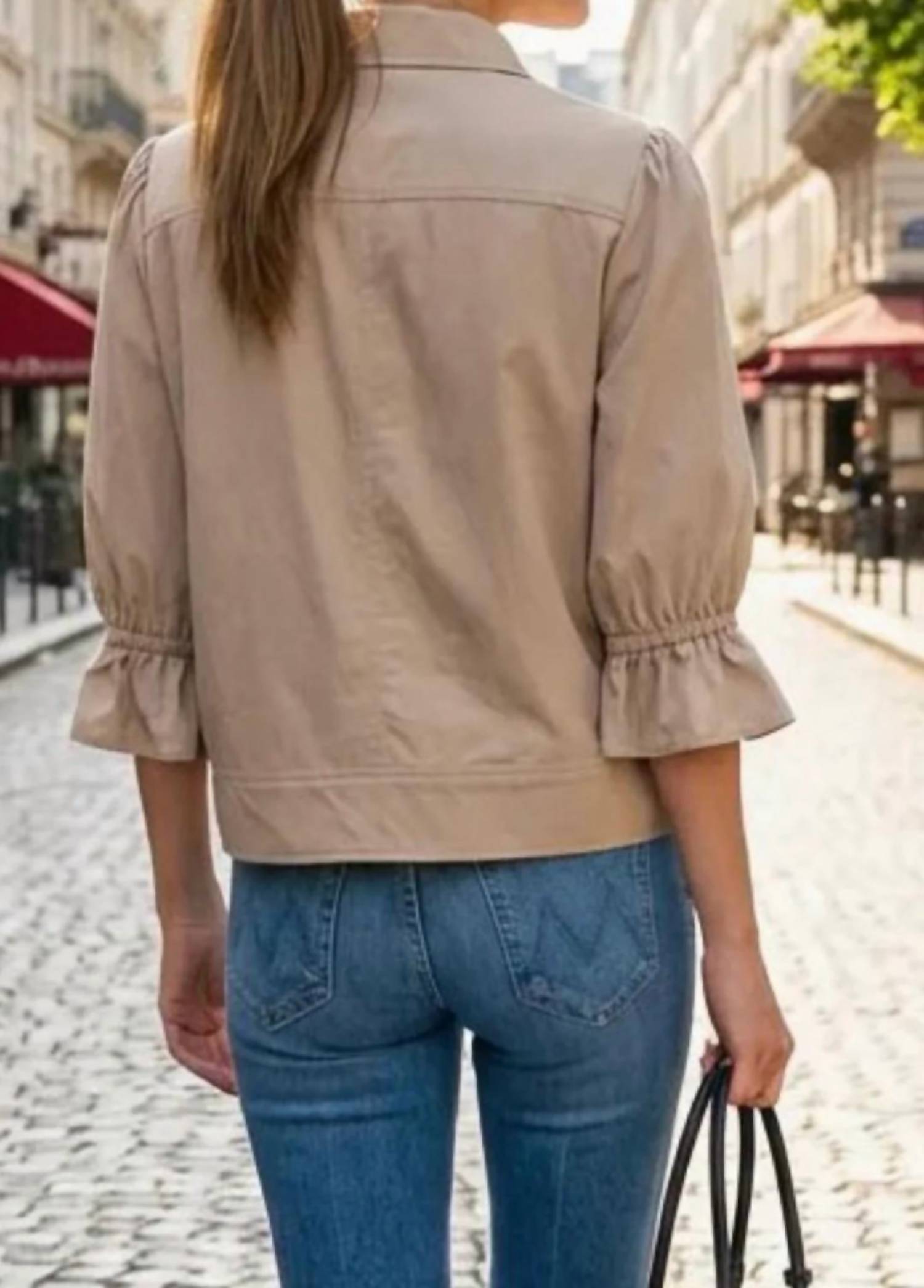 Vava - Quarter Sleeve Zip Up Jacket