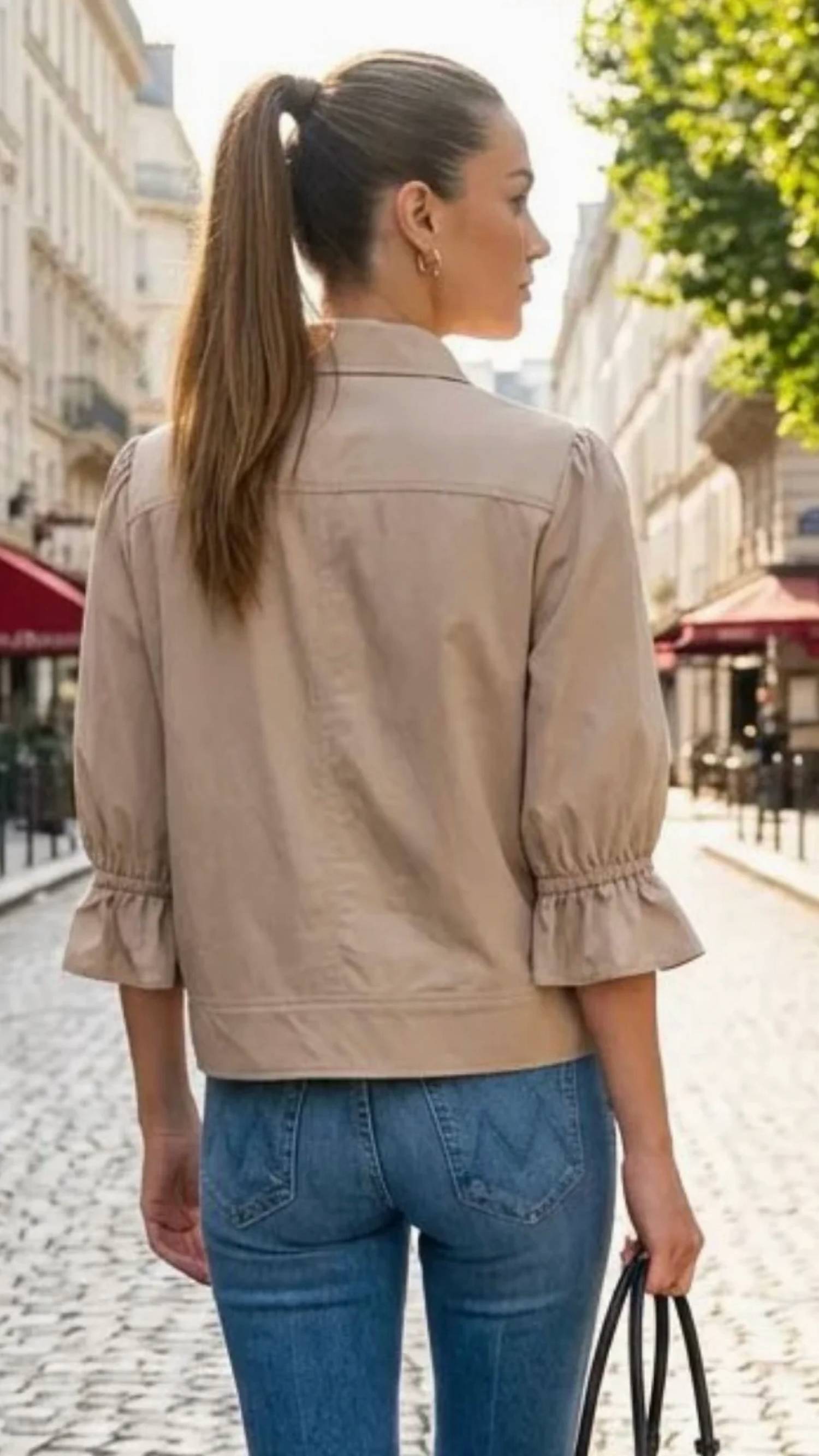 Vava - Quarter Sleeve Zip Up Jacket