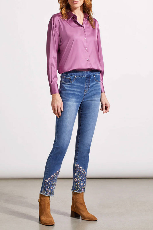Tribal - Audrey Pull-On Slim Ankle Jeans W/ Embroidery