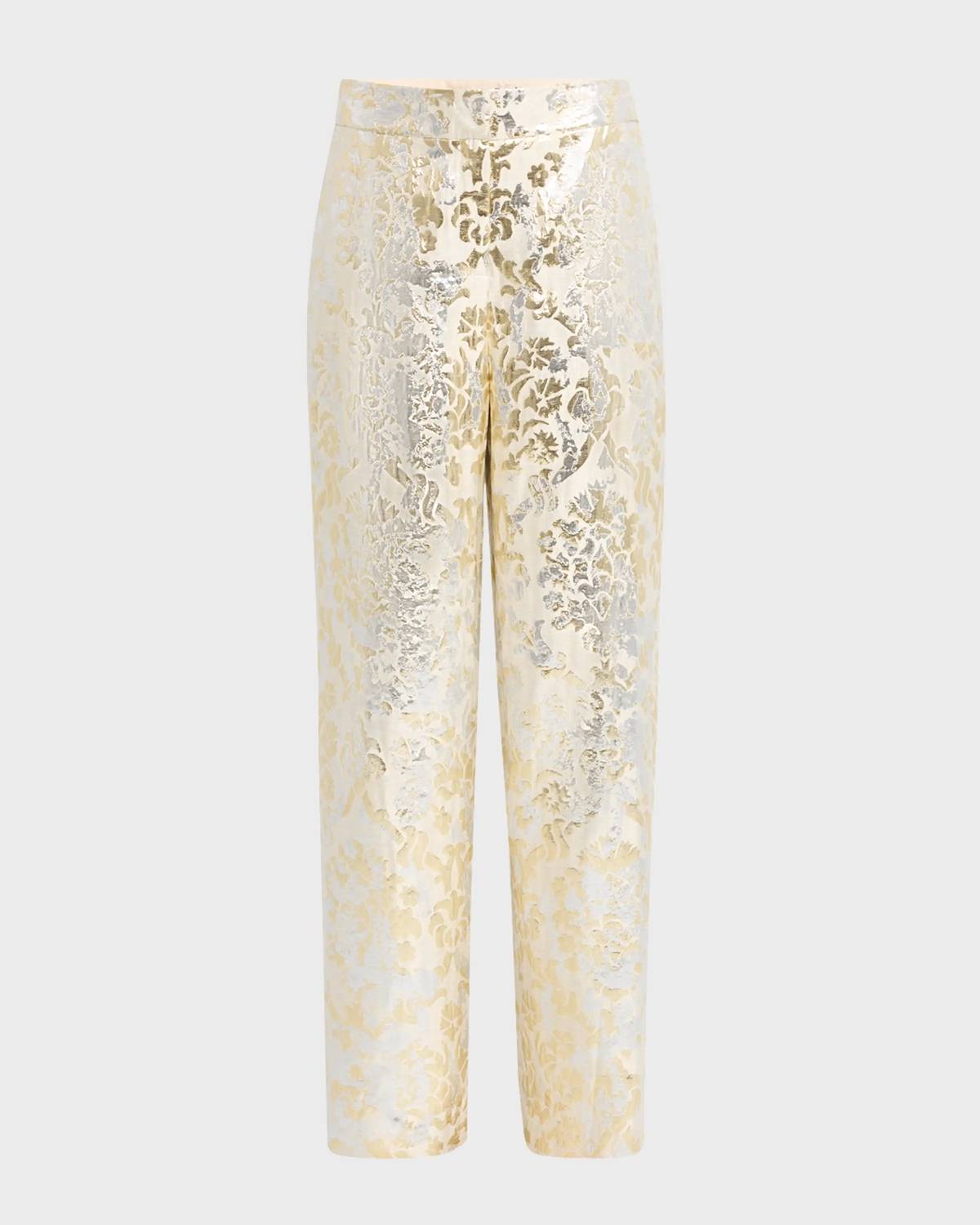 Lafayette 148 - Sullivan High Rise Metallic Jaquard Pants