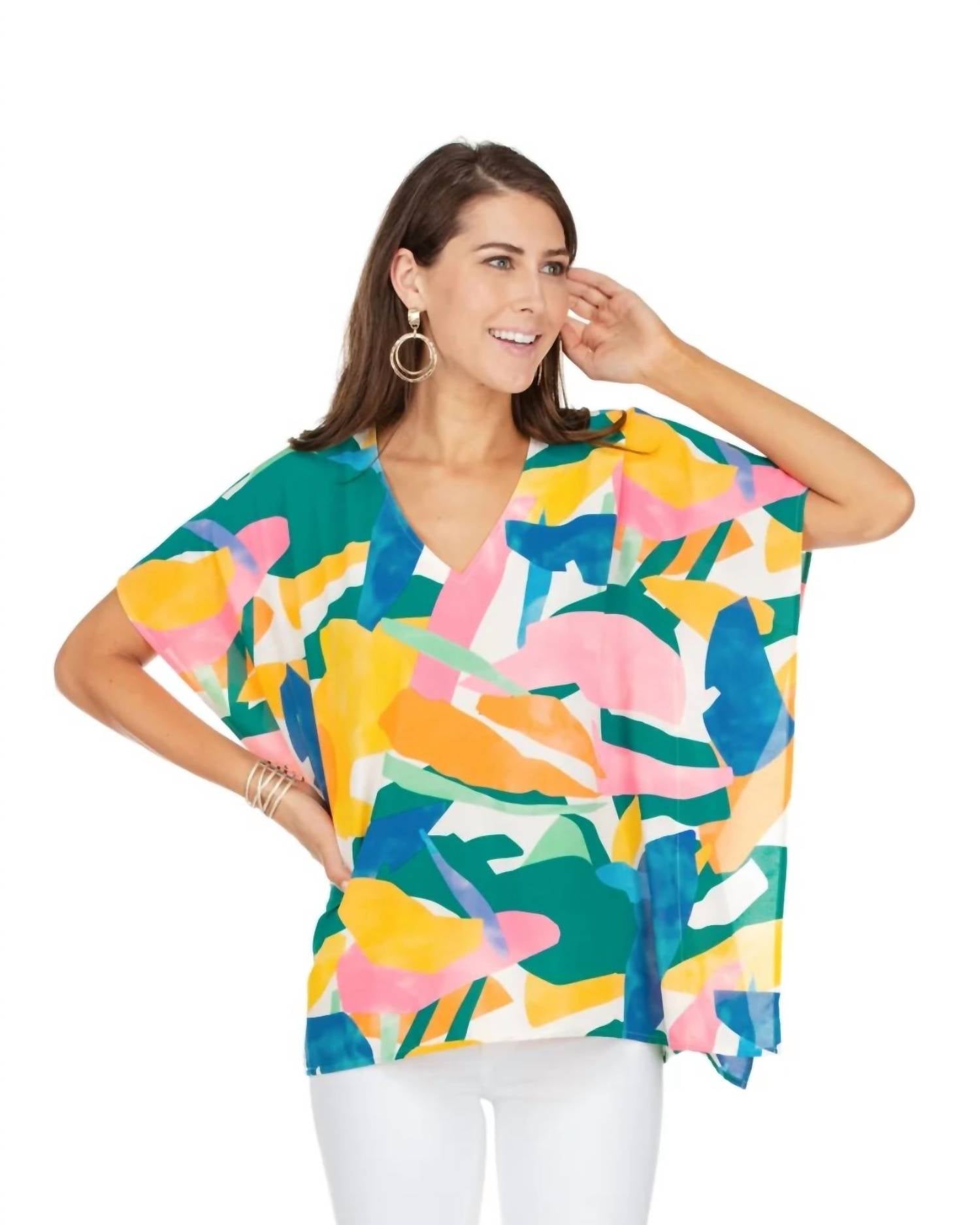 Jade Melody Tam - Georgia Geo Puzzle Print Short Sleeve Top