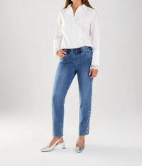 FDJ Phyllis Pull-on Pencil Ankle Denim With Pearl Embellishments Jeans in indigo - women's jeans - view 5