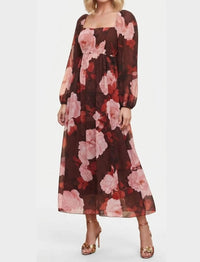 London Times - Women's Floral Print Empire Waist Maxi Dress