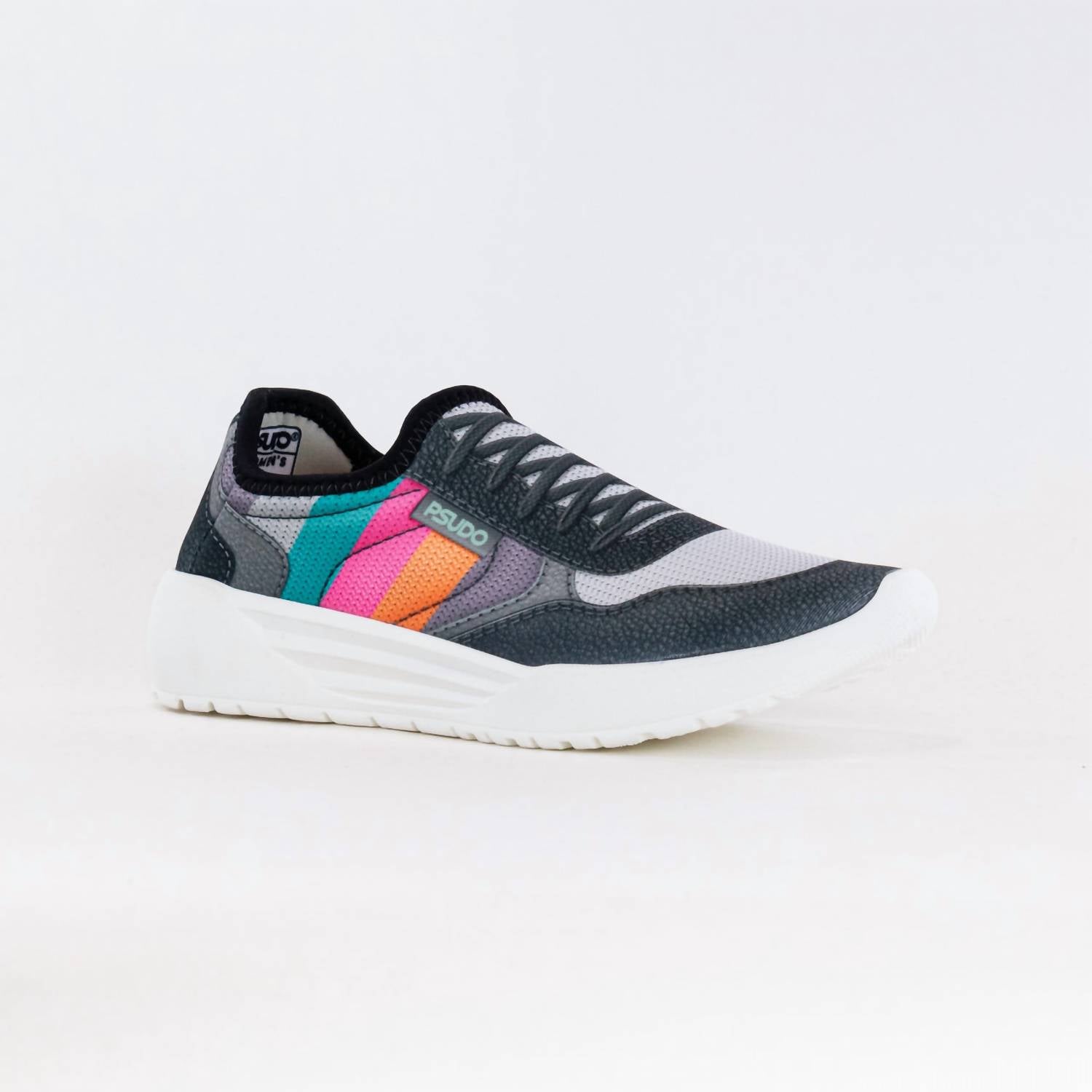 PSUDO Women’s Court Sneakers in black multi - women's sneaker - alternate view