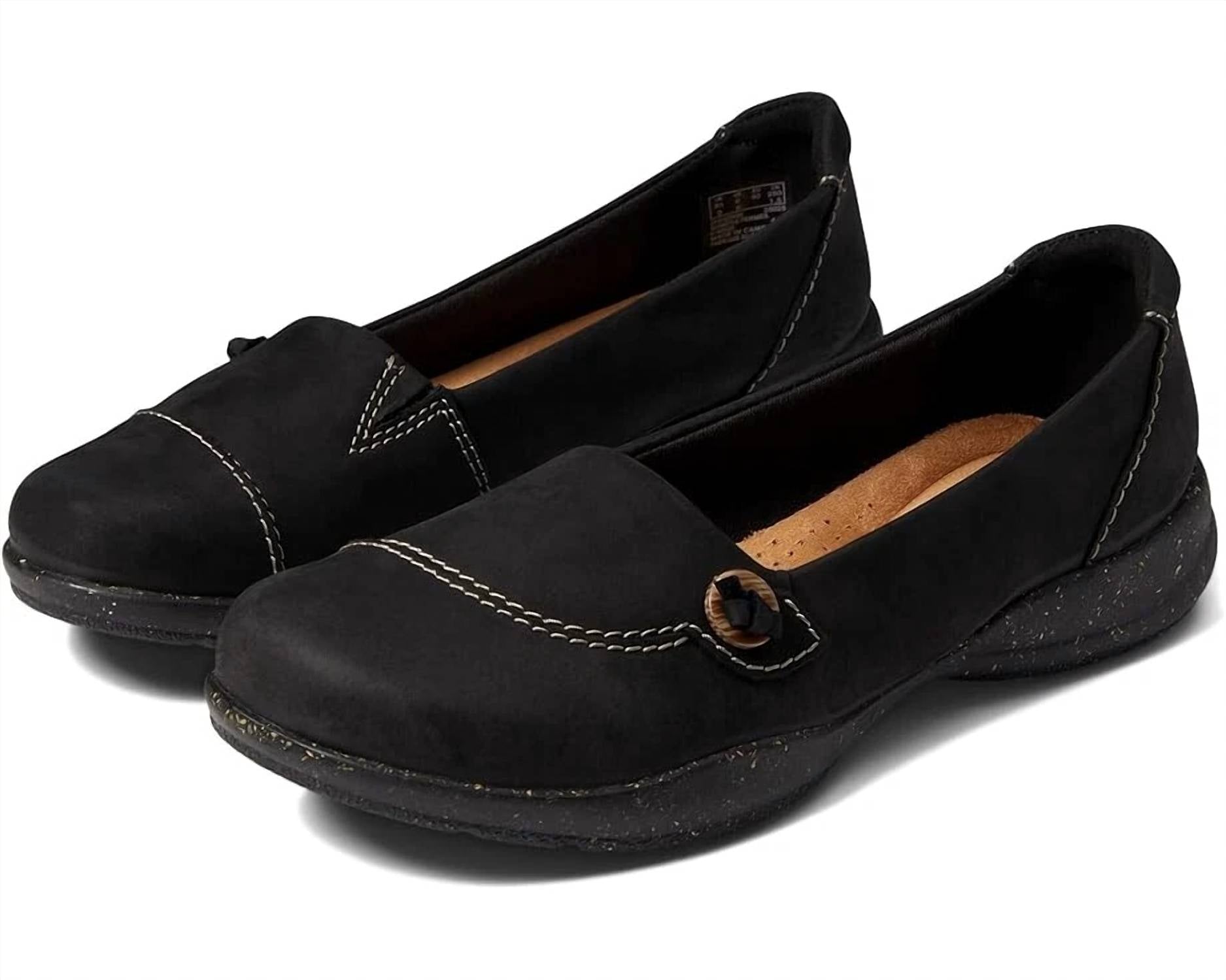 Clarks Women's Roseville Sky Loafer in black leather - women's flats