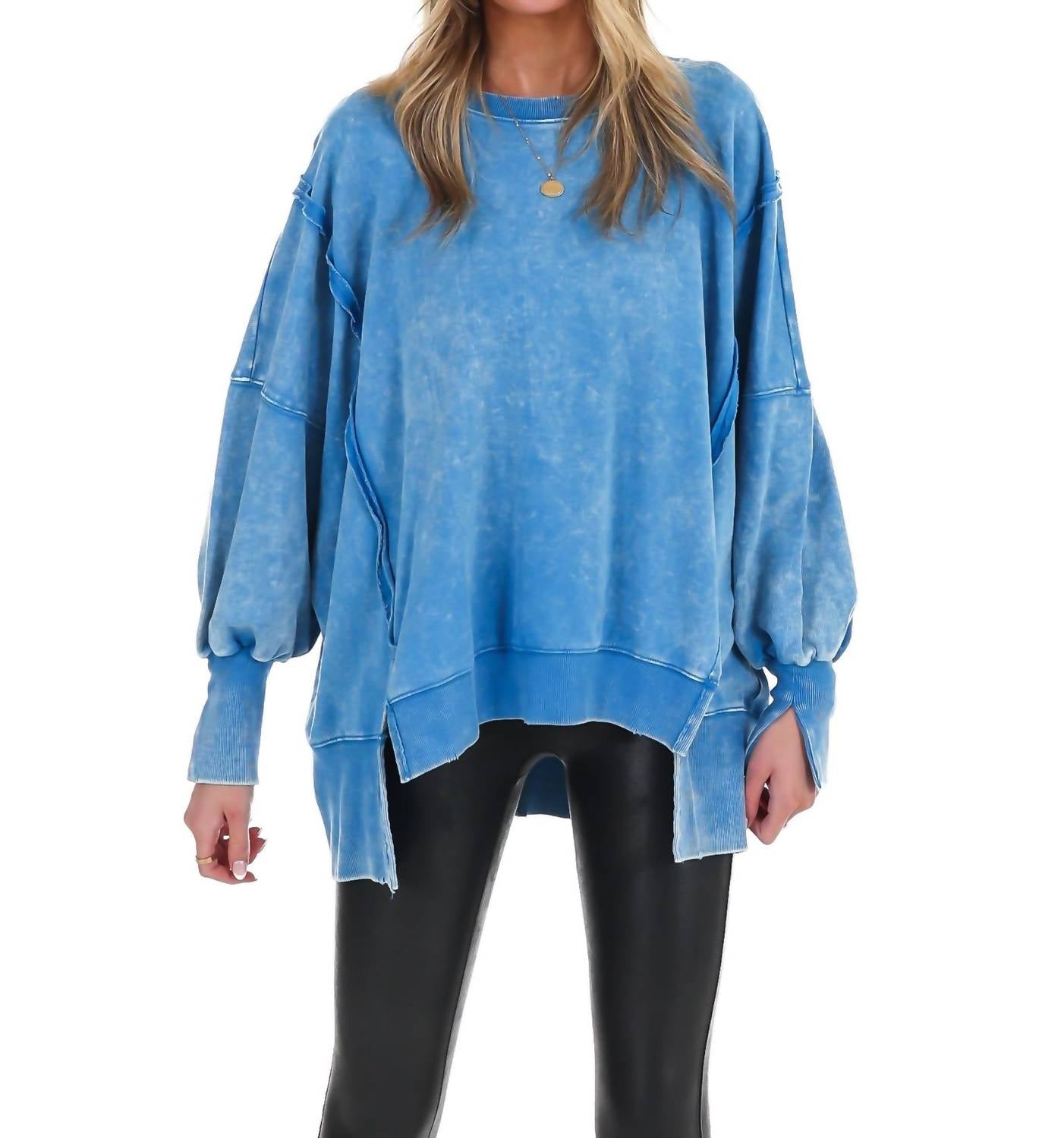 Zenana - Lovely Life Acid Wash Sweatshirt