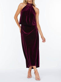 Bishop + Young - Women's Luxe Velvet Bubble Hem Halter Top