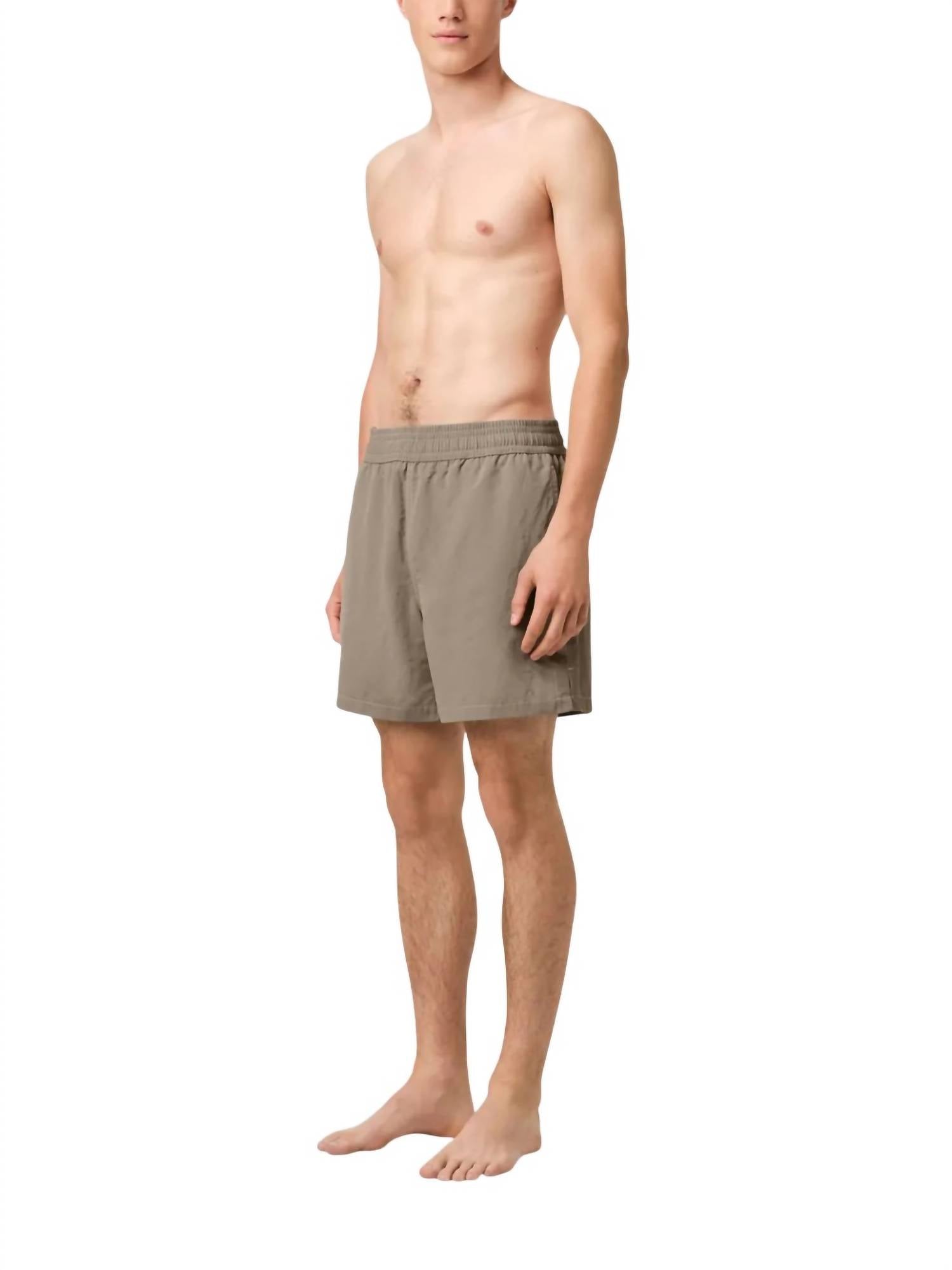 Ami Paris Embroidered Swim Beach Shorts in ash - men's swimwear - detail view