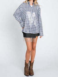 Geegee - Pretty In Plaid Sequin Button Down