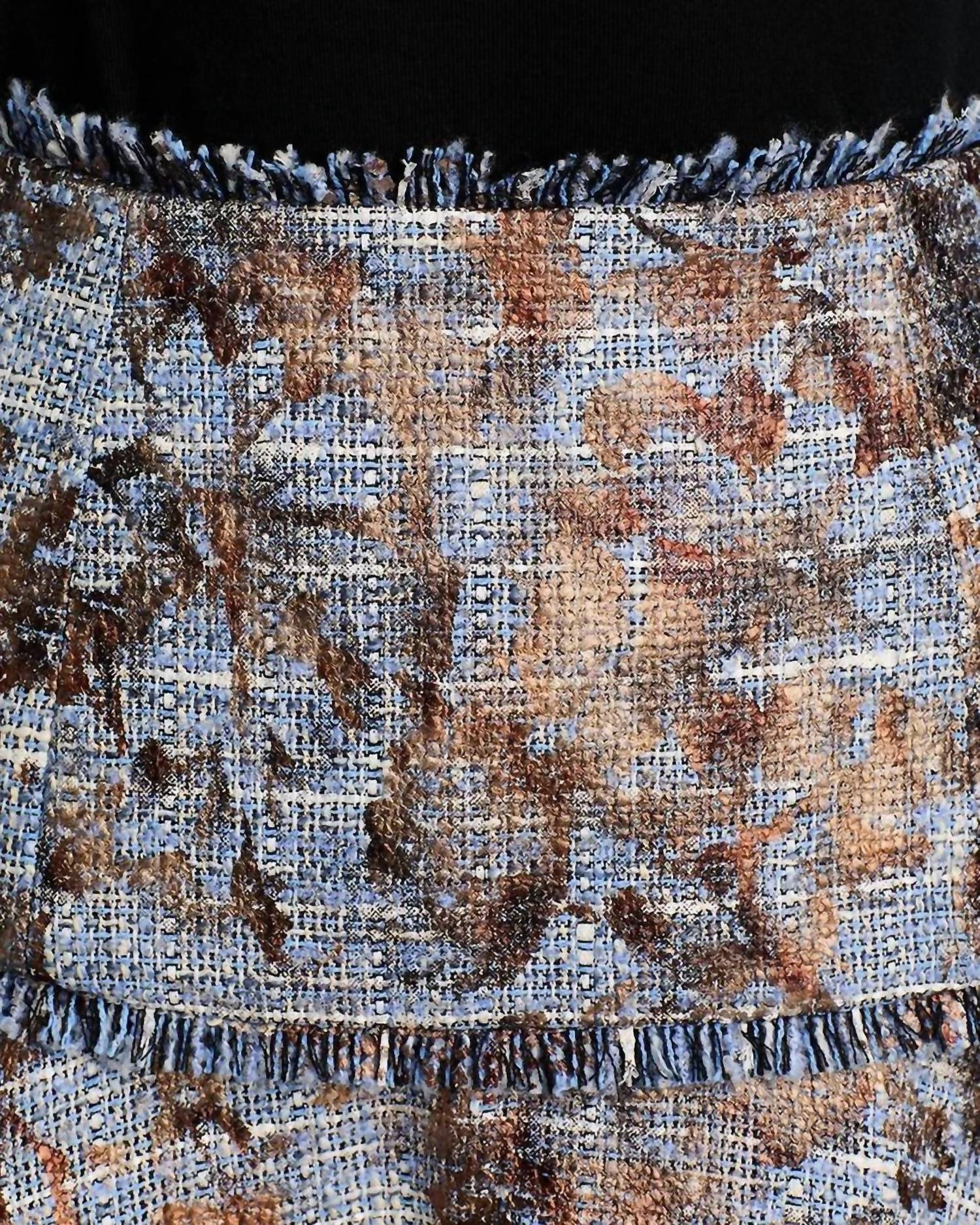 cinq a sept Foil Tweed Mini Skirt in blue - women's skirt - detail view