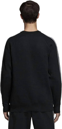 adidas Men's Knit Crewneck Long Sleeve Sweatshirt in black - men's shirt - detail view
