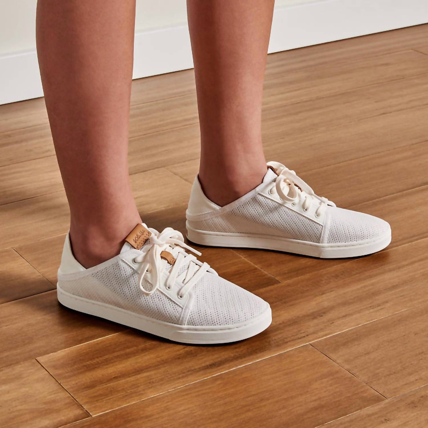 OluKai Women's Pehuea Li Lightweight Sneakers in off white swell - women's sneaker - detail view