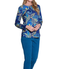 Multiples - Scoop Neck Hem Print Knit Top