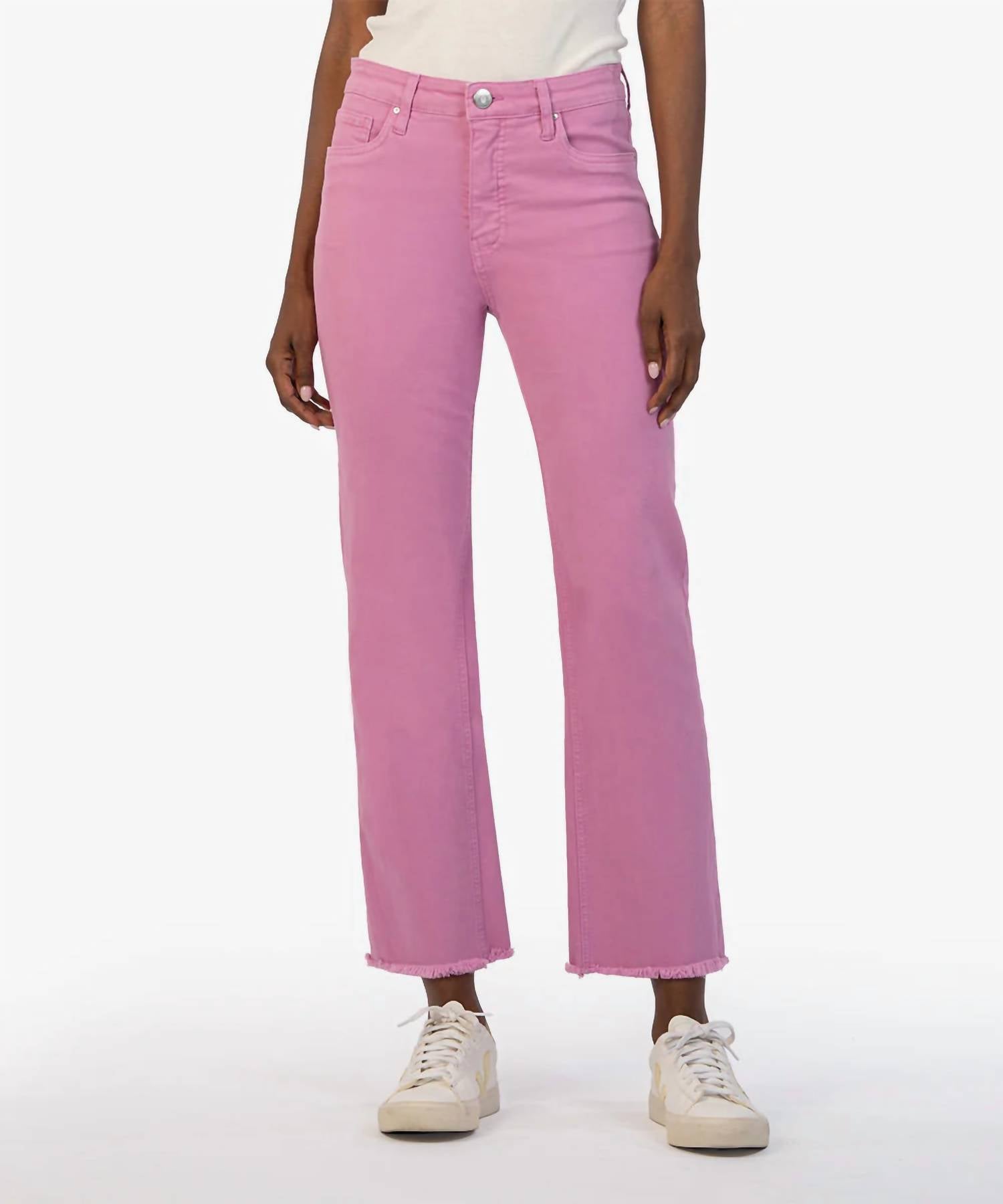 KUT FROM THE KLOTH Kelsey High Rise Ankle Flare Jeans in pink - women's jeans