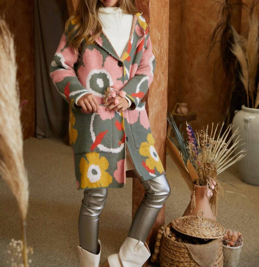 Davi & Dani - Printed Button Down Cardigan