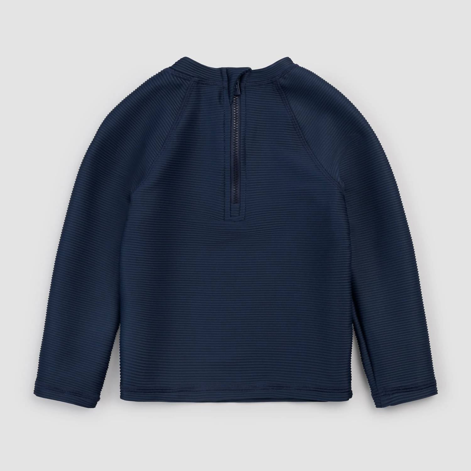 Miles Baby Boys Textured Solid Long Sleeve Rashguard in navy - kids' item - detail view