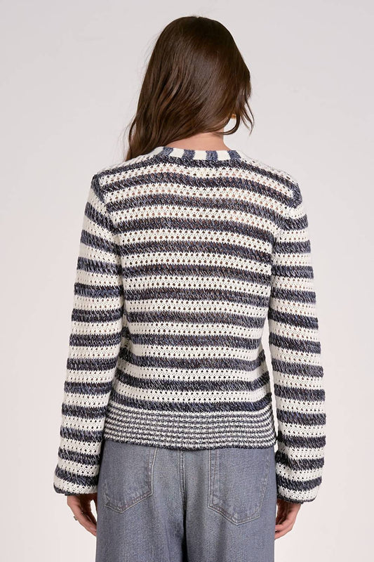 Elan - Women's Striped Sweater Cardigan