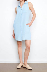 CHARLIE B Sleeveless Gauze Shirt Mini Dress in bluebell - women's dress - view 4