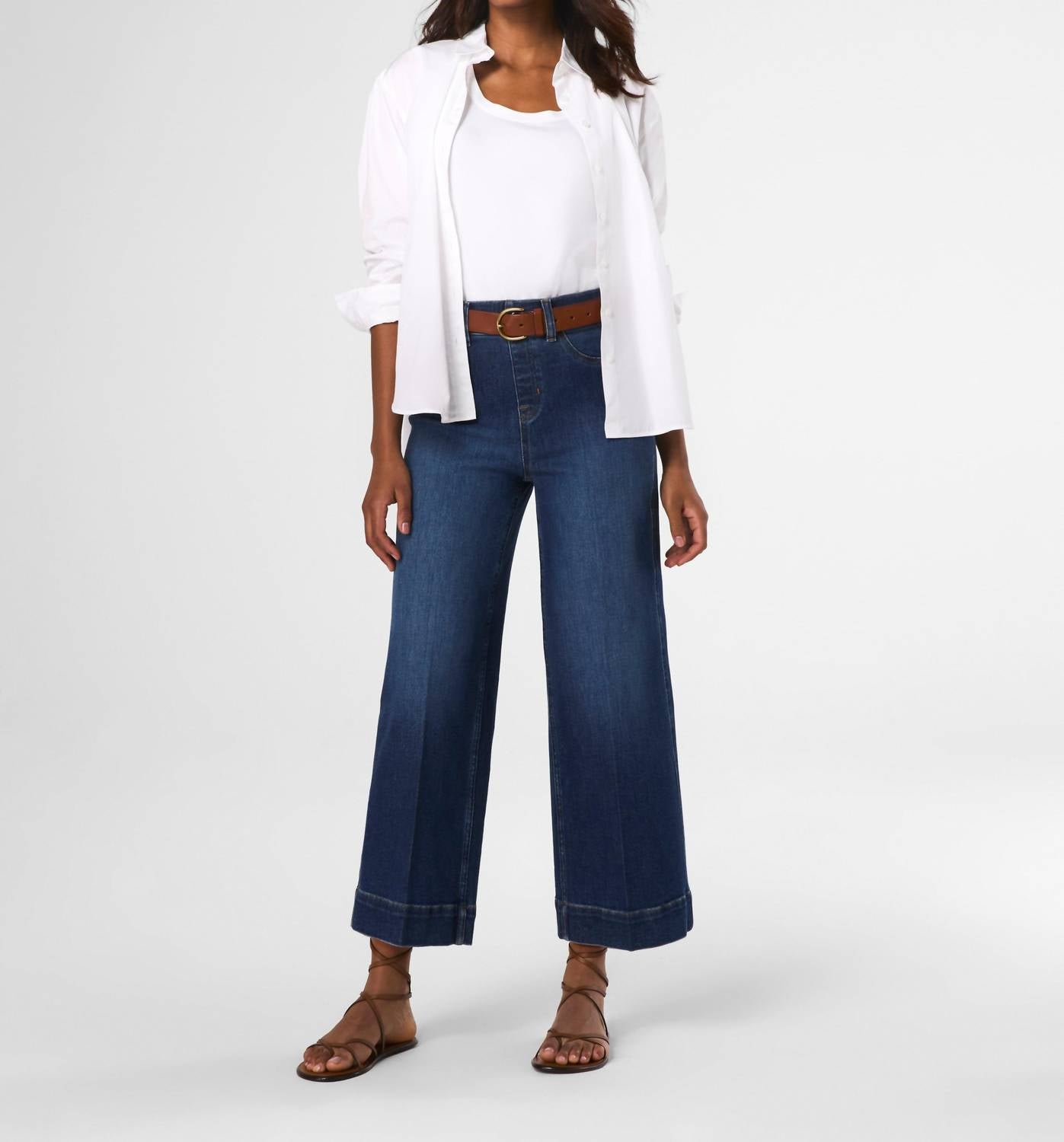 Spanx Everywhere Crop Wide Leg Jean in authentic blue - women's pants