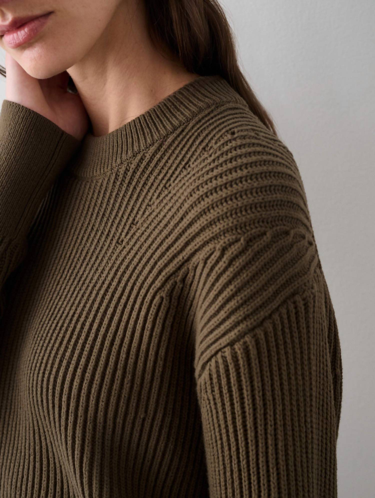 White + Warren - Cotton Ribbed Crewneck Sweater