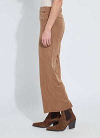 Lysse Vionette Vegan Suede Wide Leg Trouser Pants in camel - women's pants - detail view