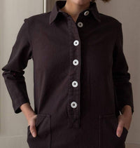 BIBICO Tara Short Cotton Twill Dress in dove grey - women's dress - view 5