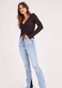Project Social T - Selena Shirred V Neck Long Sleeve