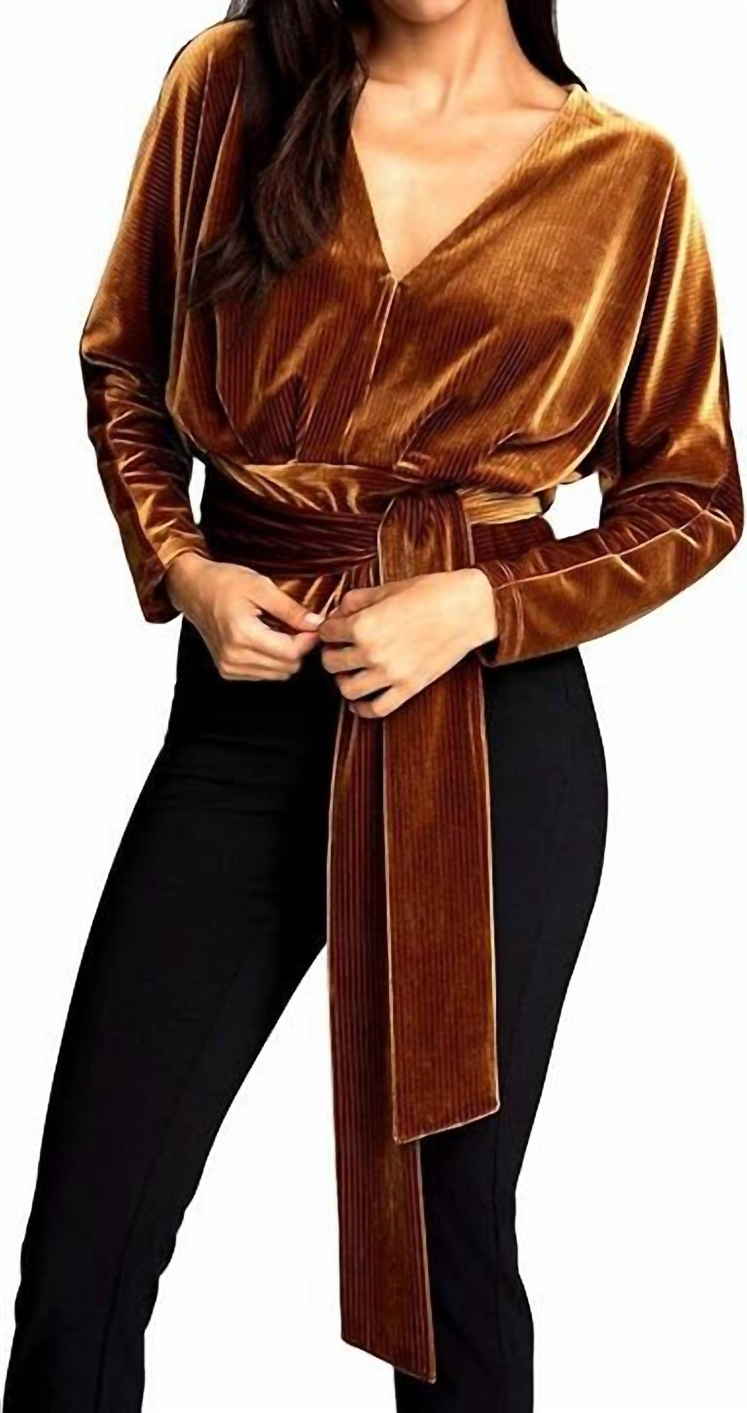 GOOD AMERICAN Dress Up And Down Top in copper - women's long sleeve top