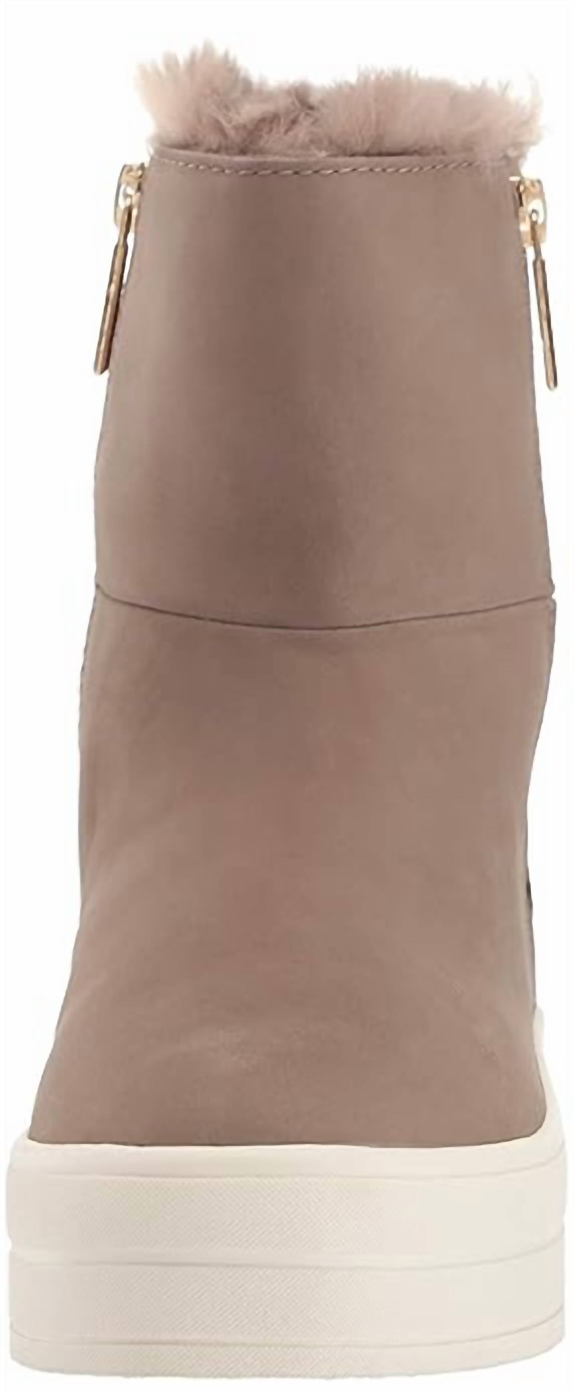 J/SLIDES Women's Henley High Top Sneakers in taupe - women's sneaker - detail view