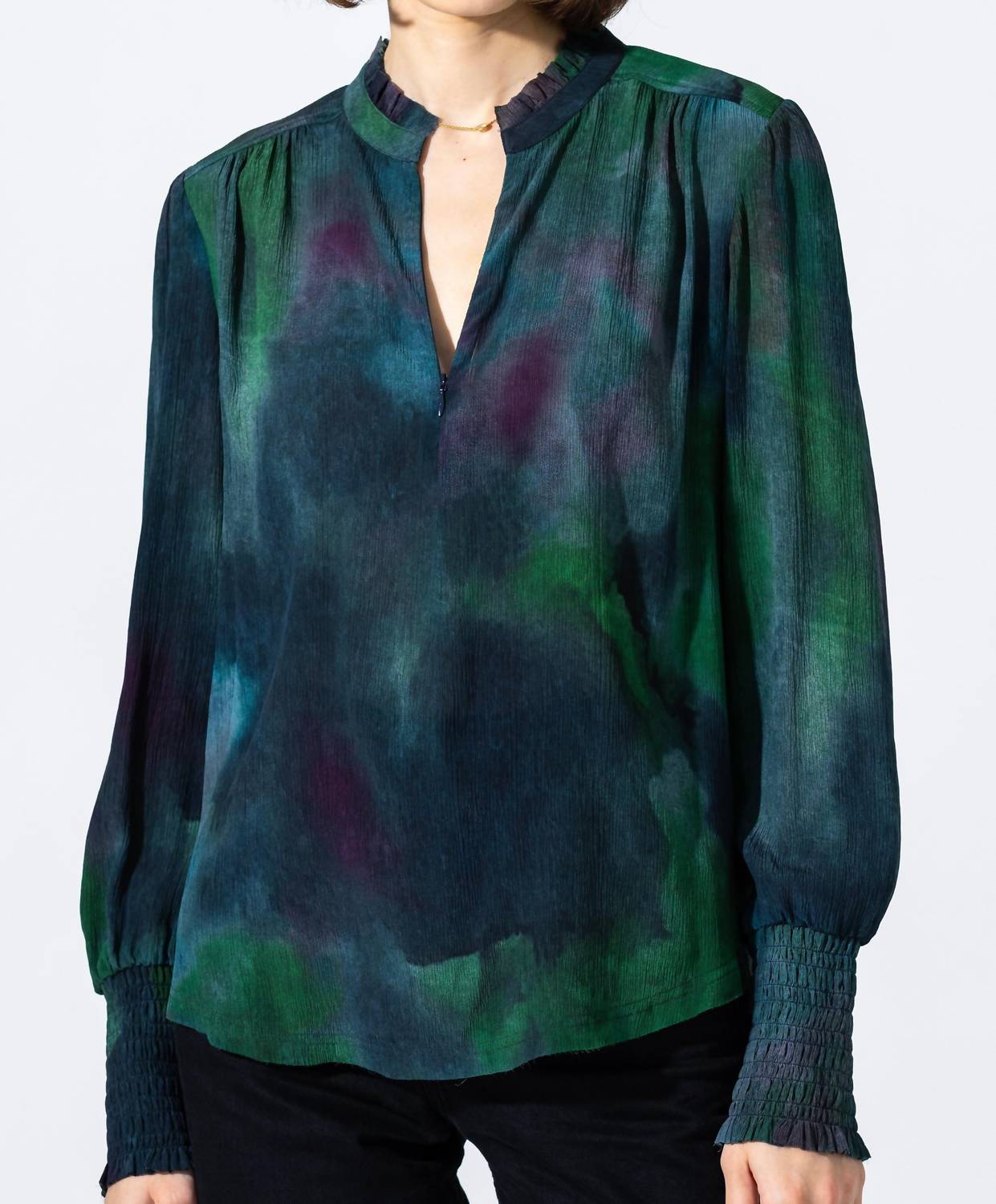 Go by Go Silk Soft Spoken Blouse in coastal lagoon - women's blouse