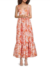 Hutch - Beanie Floral Metallic Jacquard Midi Dress