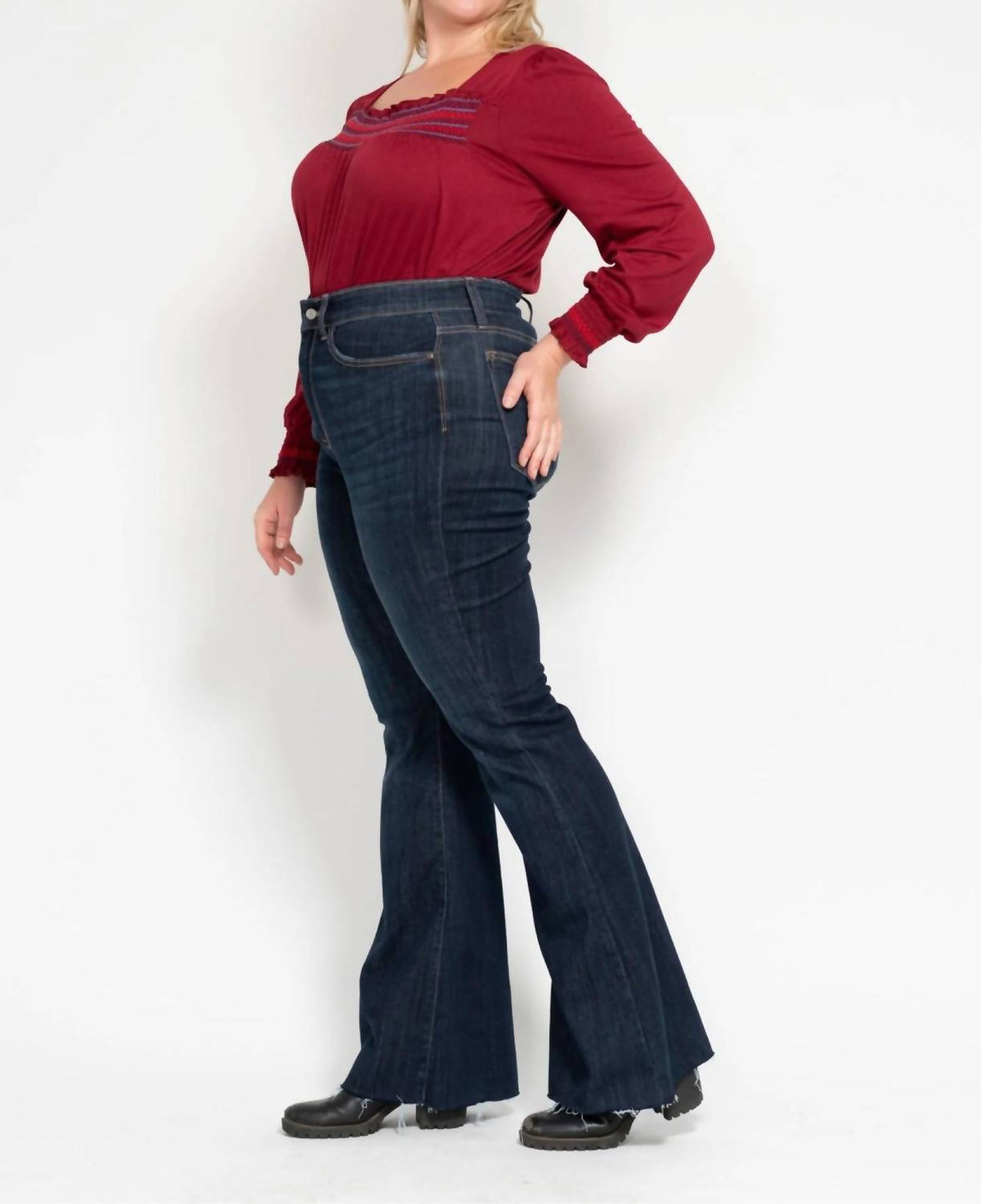 Judy Blue - High Waist Raw Hem Flare Jeans - Plus