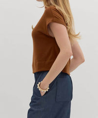 Entro - Solid Knit Mock Neck Pullover Top