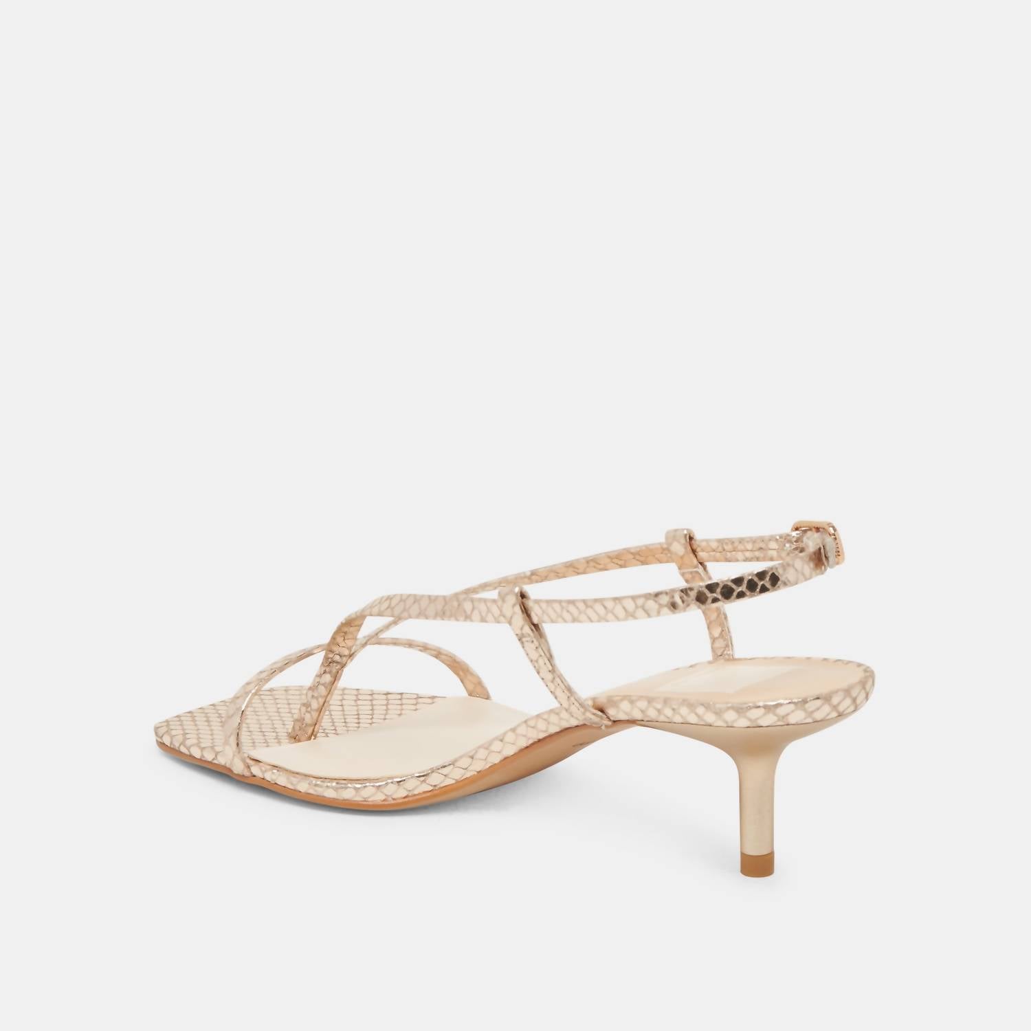 Dolce Vita Women's Laury Heeled Sandals in champagne embossed leather - women's sandal - view 5