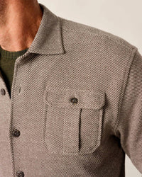 JOHNNIE-O Carl Stretch Knit Flannel Lodge Shirt in havana - men's shirt - view 4