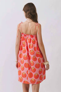 Tcec - Tomato Print Elastic Neckline Swing Mini Dress