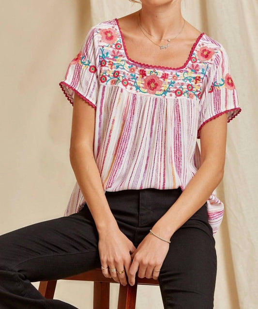 Andree By Unit - Babydoll Embroidered Top