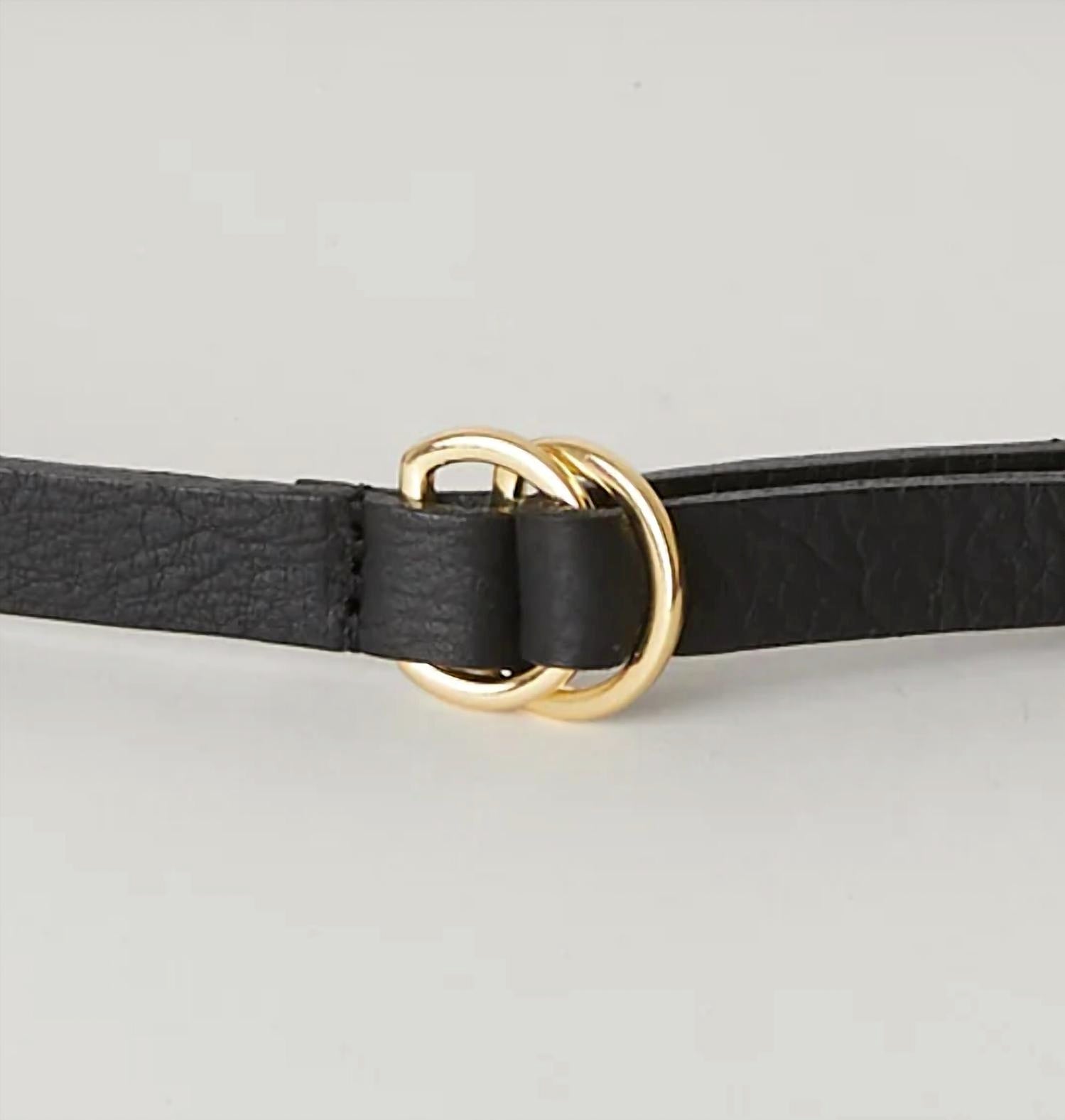 B-LOW THE BELT Women's Tumble Mini Belt in black gold - women's accessory - detail view