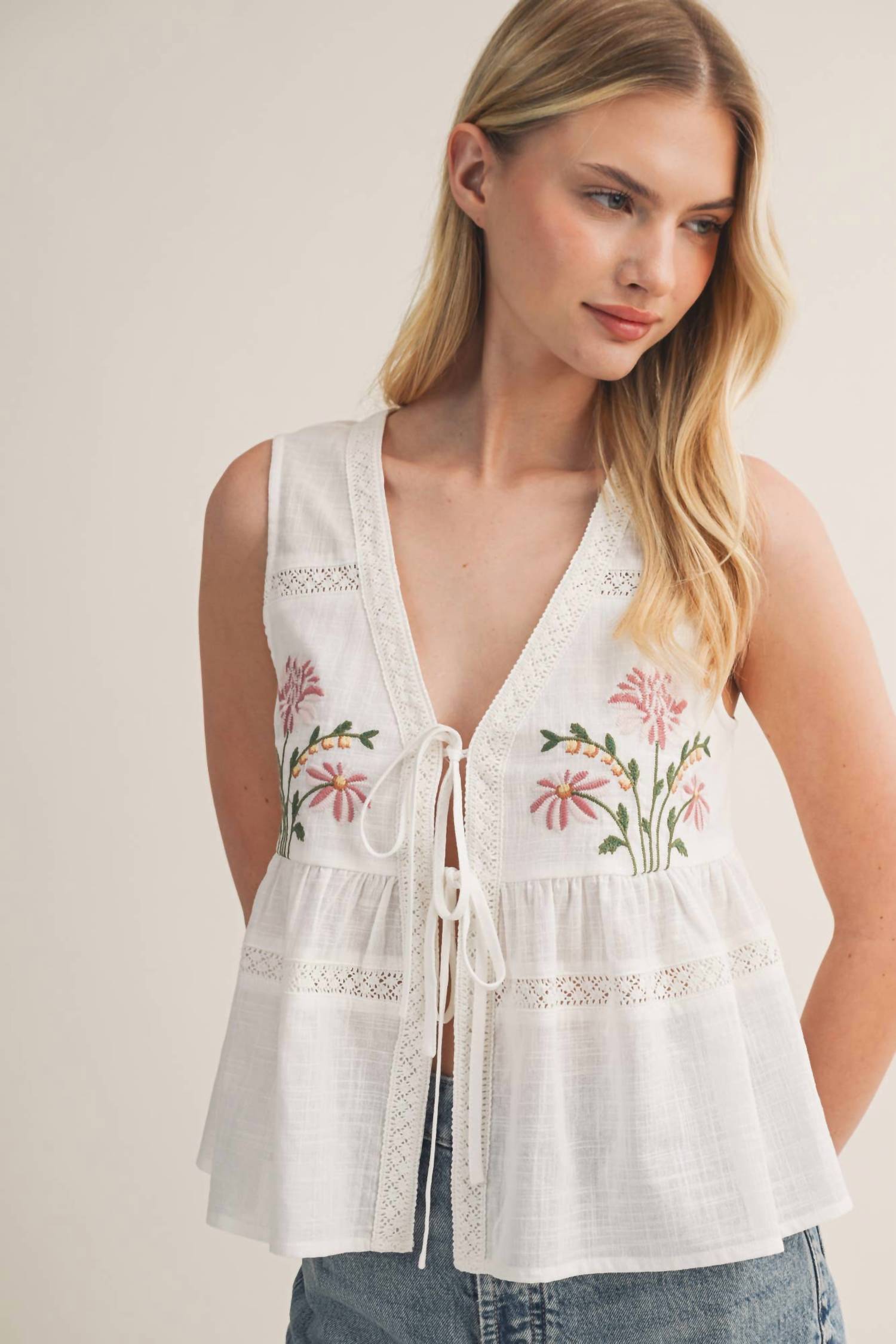 Mustard Seed - Grayce Floral Tie-Front Top